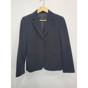 Antonio Melani Womens Black Blazer Structured Jacket 8 Three Button Lapel Collar